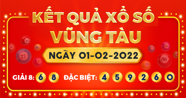 Kết quả xổ số Vũng Tàu ngày 1/2/2022