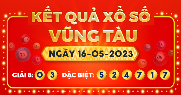 Kết quả xổ số Vũng Tàu ngày 16/5/2023