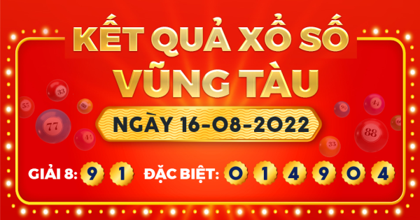 Kết quả xổ số Vũng Tàu ngày 16/8/2022