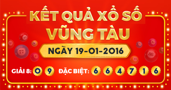 Kết quả xổ số Vũng Tàu ngày 19/1/2016