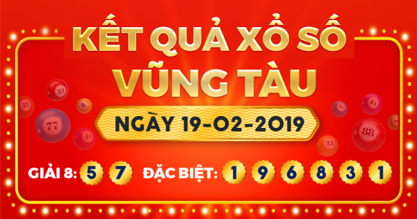 Kết quả xổ số Vũng Tàu ngày 19/2/2019