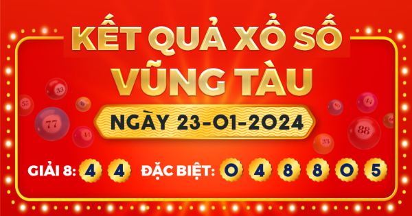 Kết quả xổ số Vũng Tàu ngày 23/1/2024