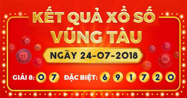 Kết quả xổ số Vũng Tàu ngày 24/7/2018