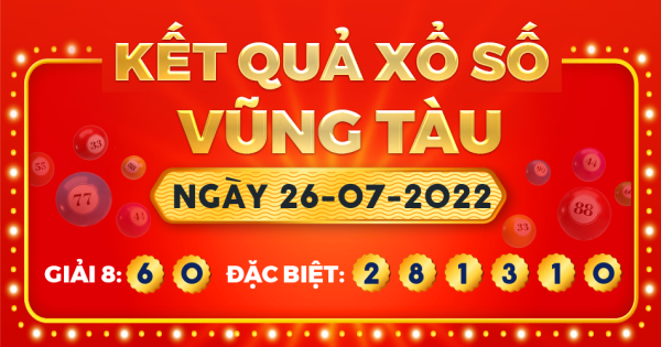 Kết quả xổ số Vũng Tàu ngày 26/7/2022