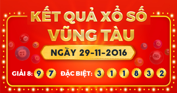 Kết quả xổ số Vũng Tàu ngày 29/11/2016