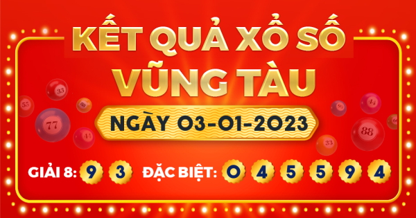 Kết quả xổ số Vũng Tàu ngày 3/1/2023