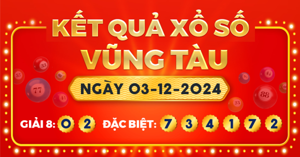 Kết quả xổ số Vũng Tàu ngày 3/12/2024