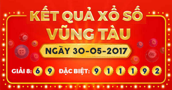 Kết quả xổ số Vũng Tàu ngày 30/5/2017