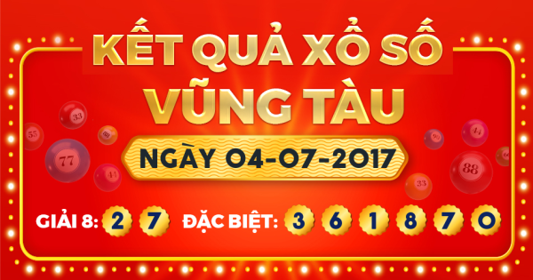 Kết quả xổ số Vũng Tàu ngày 4/7/2017