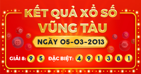 Kết quả xổ số Vũng Tàu ngày 5/3/2013