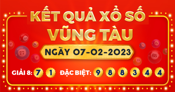 Kết quả xổ số Vũng Tàu ngày 7/2/2023